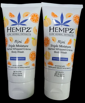 2 PACK Hempz Mini TRIPLE MOISTURE Herbal Whipped Creme Body Wash LTD ED 3 fl oz - Image 1 of 3