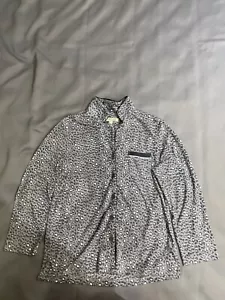 ELLEN TRACY Pajama Set Button Down Top ONLY Size Medium Gray Animal Print - Picture 1 of 5