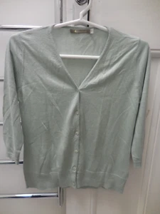 SHEER BLISS PEPPERMINT GREEN CASHMERE SILK MERINO WOOL CARDIGAN EXC OND S - Picture 1 of 5