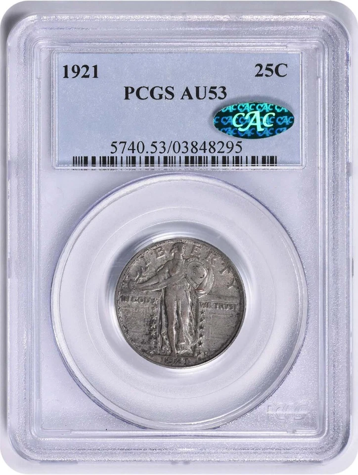 1921 Standing Liberty Silver Quarter AU53 PCGS (CAC) - Image 1 of 4