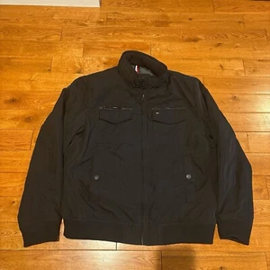 Tommy Hilfiger Flag Logo Jacke Mantel Herren XL Full Zip Stepp gefüttert Fell Kapuze - Bild 1 von 5