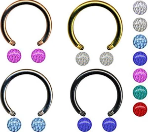 PIERCINGO® FERRO DI CAVALLO CRISTALLO EPOSSIDICO ORECCHIO INTIMO SENO SETTO NASO LABBRO ACCIAIO INOX - Foto 1 di 5