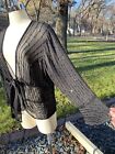 Talbots Black Sheer Victorian Cardigan Sequins Beads Top Womens Size 16 Large