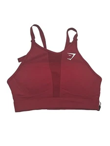 Gymshark Womens Sports Bra Mesh Neckline Training High Support Burgundy XS - Picture 1 of 3