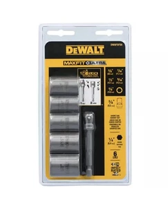 DeWalt DWAFSFS6 MAXFIT ULTRA Carbon Steel Drive Socket 6-Pc Set & 1/4 in Adapter - Picture 1 of 4