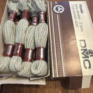 DMC Floralia Laine Divisible 100 Wool 9 Skeins 7400 Gray Green Needlepoint Yarn - Picture 1 of 4
