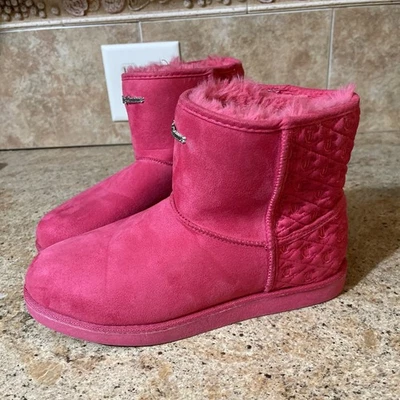 Juicy Couture Kave Fur Boots Hot Pink Boots Ankle Warm Fuzzy Size 9 Women’s - Image 1 of 4