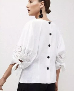 Witchery Limited Edition Catalina Embroidered Blouse Size 8. RRP$200 Linen - Picture 1 of 10
