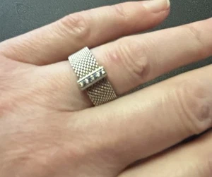 Tiffany & Co Sterling Silver Diamond Mesh Somerset Wide Band Ring - Picture 1 of 13