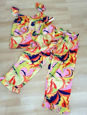 Neu, Satin Schlafanzug  von Luna, Gr. S  leuchtende Farben. - Bild 1 von 4