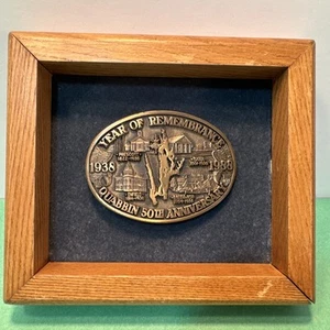 1988 Quabbin Reservoir 50th Anniv Brass Belt Buckle Framed Ltd Ed Dana MA vtg - Picture 1 of 10