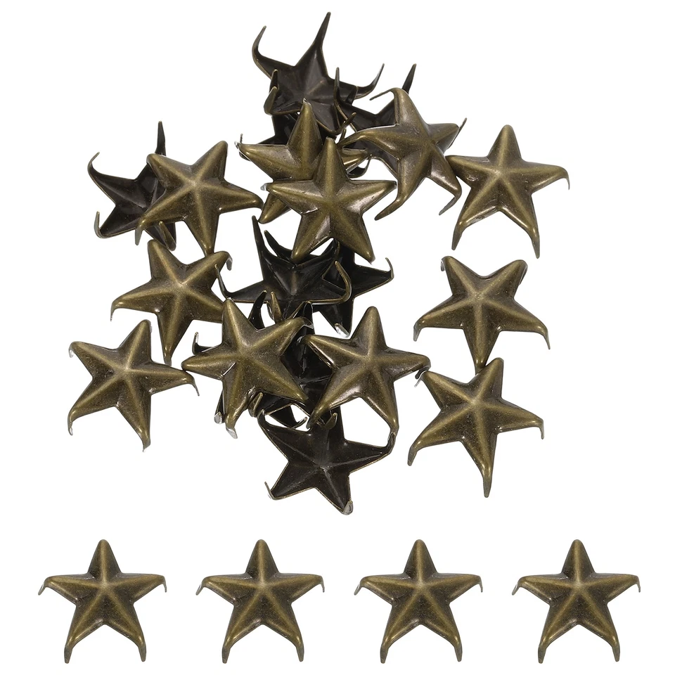 50 piezas remaches Star Studs, 15 mm metal 5 garras cabeza de clavo punk remache perno, bronce Foto 1 de 4