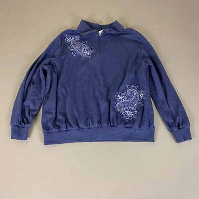 Sudadera Top Para Mujer Alfred Dunner Plus 2X Azul Paisley Embellecida Pullover Foto 1 de 4
