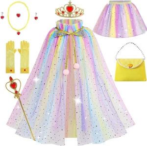 Princess Cape Set for Little Girl, 11PCS Princess Dress up Clothes Cape Clock wi - Picture 1 of 12