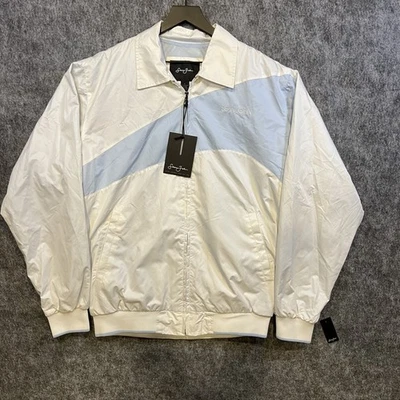 Chaqueta cortavientos Sean John cremallera completa para hombre L blanca azul claro manga larga nueva con etiquetas Foto 1 de 4