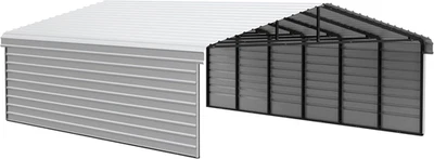 Arrow Carports Galvanized Steel Carport with 2 Sided Enclosure Compact Car Metal - Image 1 of 4
