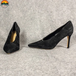 Vince Camuto Ankia Pump Stiletto Heels Black Suede Pointed Toe Women's Size 7.5M - Picture 1 of 10