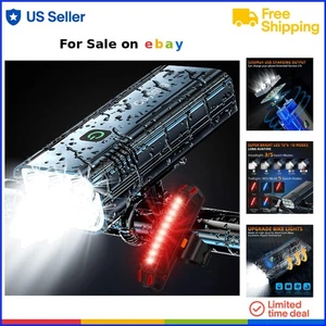 Bike Light Aluminum 1200 Lumen 10 Modes Waterproof Rechargeable Front Rear - Picture 1 of 10