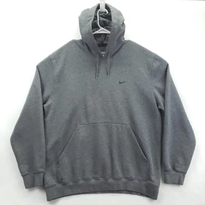 Nike Hoodie Mens XL Gray Pullover Fleece Embroidered Swoosh Kangaroo Pocket - Picture 1 of 11