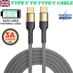 Typ C auf C 60W PD Schnell Ladekabel Nylon vergoldet USB C auf C Kabel 1,2, 2m - Bild 1 von 12