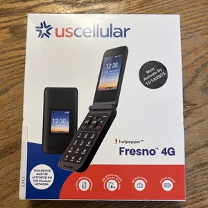 US CELLULAR HOTPEPPER FRENSO 4G Black Prepaid Flip Phone BRAND NEW - Picture 1 of 2