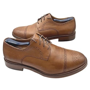 Johnston & Murphy Wingtip Oxford Dress Shoes Leather Brown Brogue 9M - Picture 1 of 8
