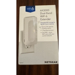 Netgear AX3000 WiFi 6 Extender Dual-Band Wireless Internet Booster EAX17 - Afbeelding 1 van 6
