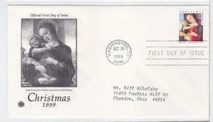 TurtlesTradingPost- Christmas Madonna- 1999 #3355 FDC- Artcraft Variety Cachet - Picture 1 of 1