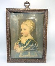 ANTIQUE FRAMED BABY STUART PRINT ANTHONY VAN DYCK VICTORIAN NURSERY ART 