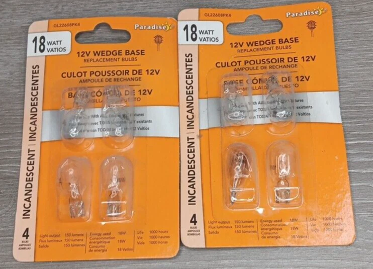 Paradise 12v Wedge Base Bulb GL22608PK4 Low Voltage 18 Watt Clear - 8 Bulbs - Image 1 of 4