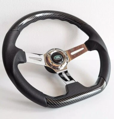 Steering Wheel fits For Land Range Rover  1990-1995 Flat Carbon Look Leather - image 1 of 4