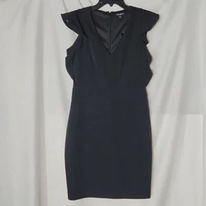Express Black Dress Ruffle Sleeve Womens Size 6 NWT LBD Evening Party Dinner - Picture 1 of 6