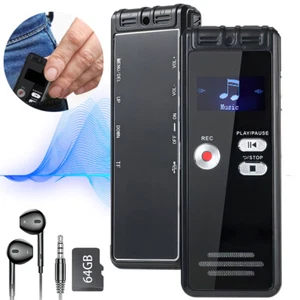 64 GB Digital Diktiergerät Tragbar Aufnahmegerät Audio Sound Voice Recorder - Bild 1 von 18