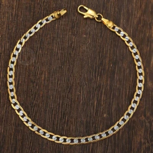 4mm Unisex Women Men Curb Cuban Silver Gold Filled Alloy Bracelet Chain 7/8/9 in - Picture 1 of 3