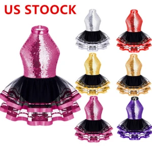 Girls Ballet Tutu Dress Ballerina Leotard Modern Jazz Latin Stage Dance wear - Picture 1 of 65