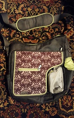 Bolsa de fraldas JJ Cole Collections System 180 preta damasco - Imagem 1 de 4