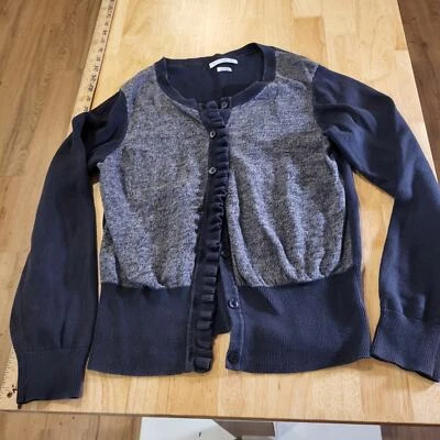 Cárdigan Van Heusen Studio 100% Algodón Botón Detalle Volantes Medio Azul y Gris Foto 1 de 4