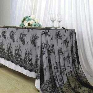 Black Lace Tablecloth Table Cloth Cover Dinner Wedding Party Decor 150x300cm - Picture 1 of 9