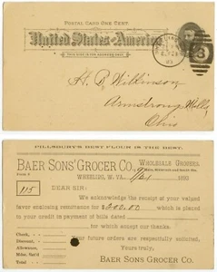 1893 Wheeling West Virginia Baer Sons' Grocer Co - Main, Sixteenth & South Sts. - Picture 1 of 1