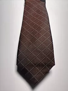 Alfani Men's Slim Neck Tie ALFATECH Barell Grid Cognac MSRP $55 NWT - Picture 1 of 3