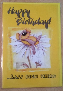 Glückwunschkarte  Happy Birthday mit Umschlag   Lass dich feiern   gelb  Neu - Bild 1 von 1