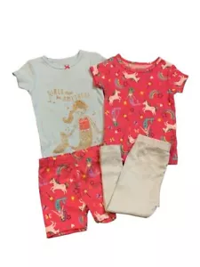 12 Months Carter's 4 Piece Pajama PJ Set Mermaid Unicorn "Girls Can be Anything" - Picture 1 of 8