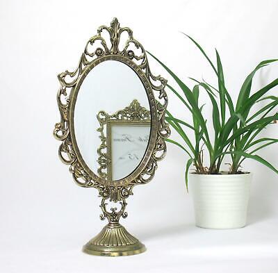 Standspiegel Gold Kippspiegel Schminkspiegel Messing Antik Optik 32cm Jugendstil • 39.90€