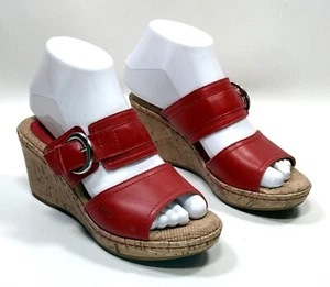 BOC Born Concept Sandalen rot Leder Keilabsatz Korkabsatz - Größe 6 / EU 36,5 - Bild 1 von 15