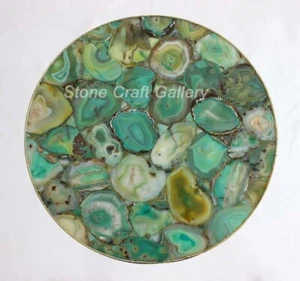 18" Green Agate Corner End Table Top Natural stones Handmade Work Home decor - Picture 1 of 1