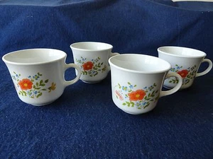 Corelle Corning Wildflower Tassen 4er Set Orange Blumen EUC - Bild 1 von 1