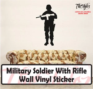 Military Soldier With Rifle Wall Vinyl Sticker - Bild 1 von 4
