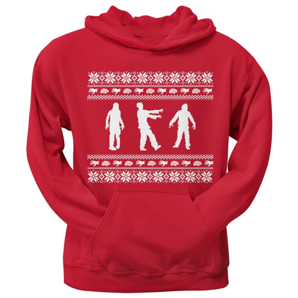 Zombie Feo Navidad Suéter Rojo Adulto Pullover Sudadera con Capucha Sudadera Foto 1 de 1