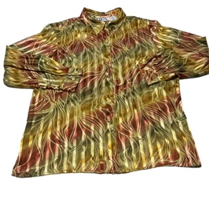 Vintage BFA Classics Bluse Damen PL (Petite Large) gold bestickte Prints - Bild 1 von 10