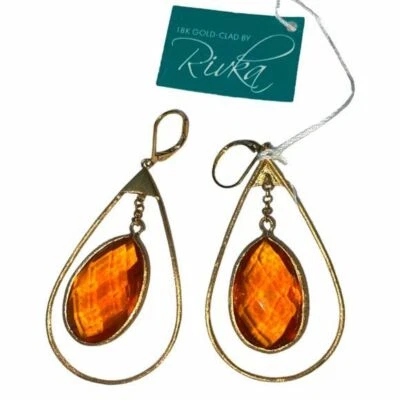 Pendientes Rivka Friedman Naranja Revestido Oro 18k | NUEVOS con Etiquetas Foto 1 de 4
